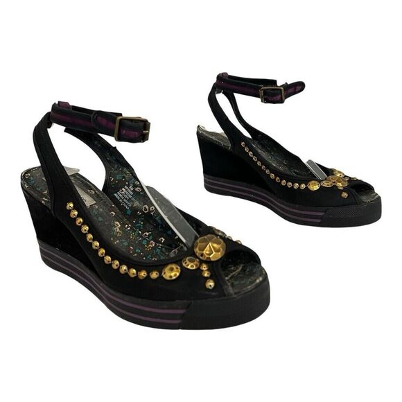 Nanette Lepore X Keds Wedge Womens Size 8 Slingback Peep Toe Sporty Shoes Stud - Picture 1 of 8